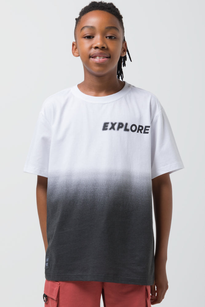 Sports Design Ombre Short Sleeve T-Shirt Black