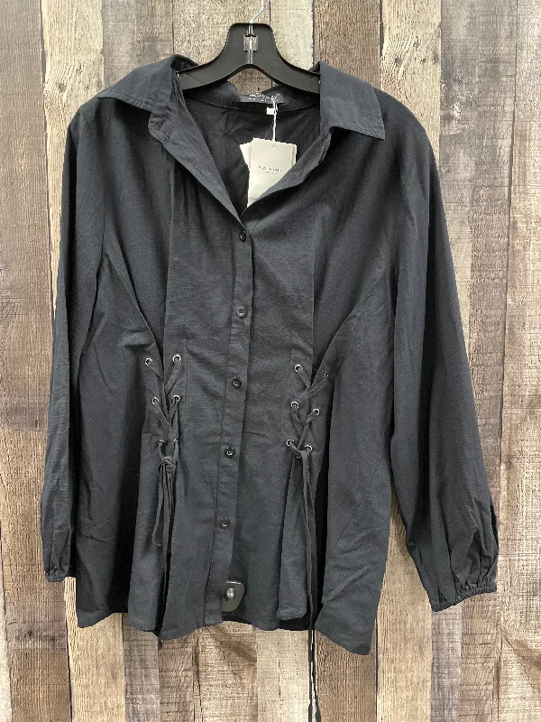 Stylish Ease Top Long Sleeve By Cme In Black, Size: M