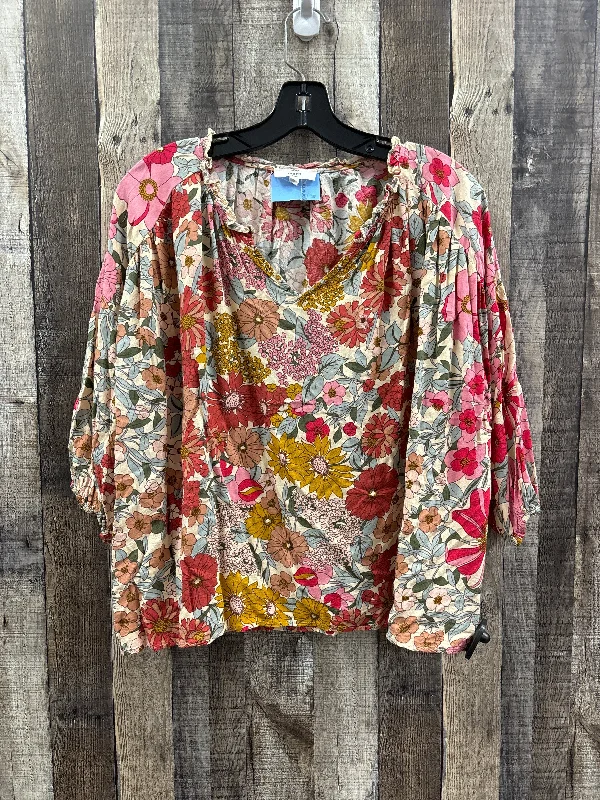 Quality Tailoring Top Long Sleeve By Entro In Multi-colored, Size: S