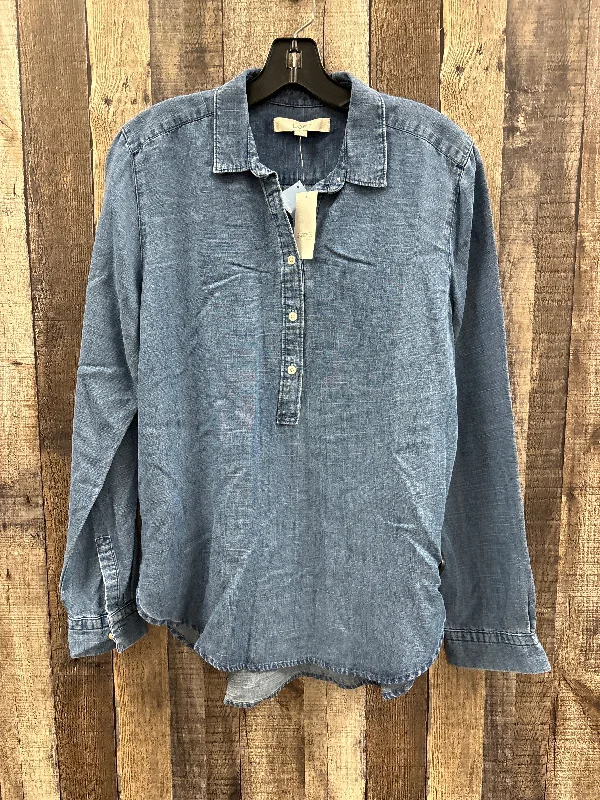Comfortable Series Top Long Sleeve By Loft In Blue, Size: M