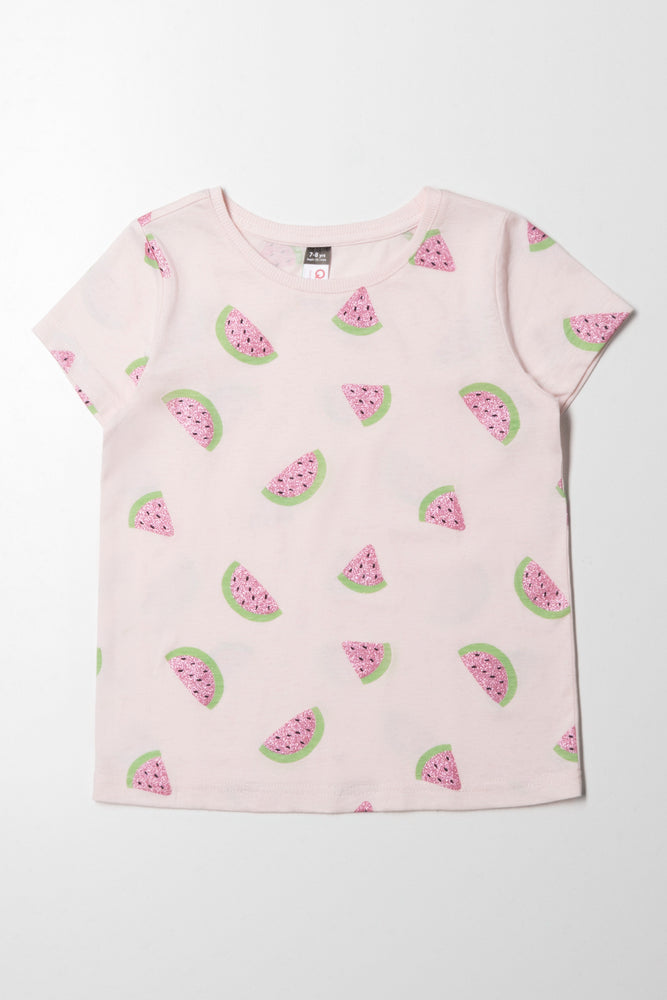 Casual Elegance Watermelon Printed T-Shirt Light Pink