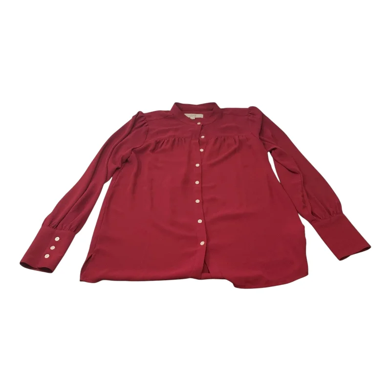 High-quality Fabrics Top Long Sleeve By Loft In Red, Size: Xs