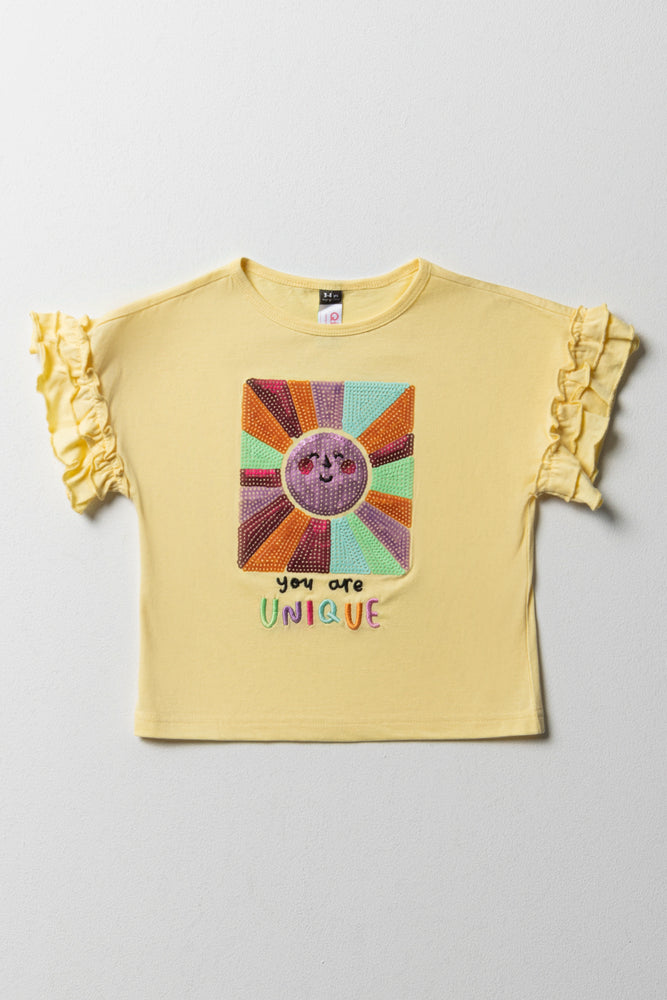 Soft Textures Radiant Sun 3D Knit Top Yellow