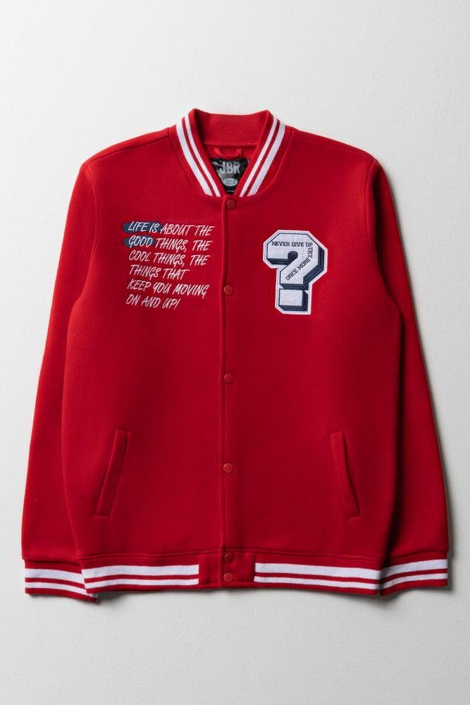 French Style Baseball Jacket Red