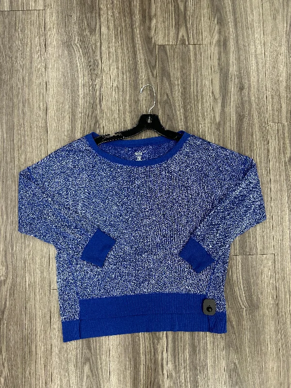 Weekend Wear Top Long Sleeve By Clothes Mentor In Blue & Silver, Size: L
