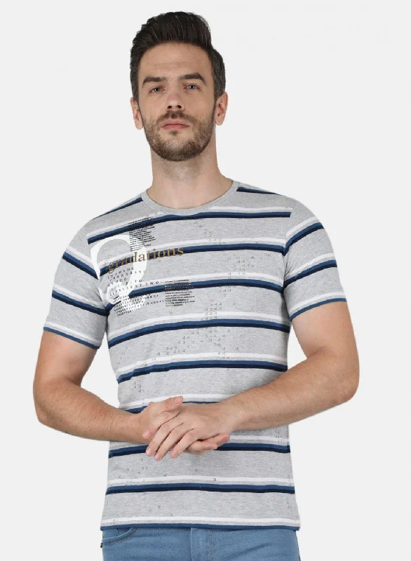 All-Day Wear Men Grey Printed T-Shirt