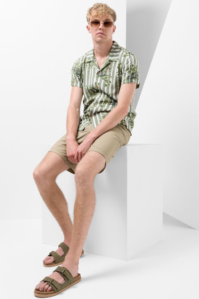 Sports Trend Stripe Short Sleeve Shirt Green