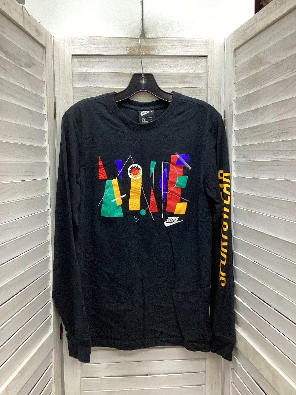 Denim Design Top Long Sleeve By Nike Apparel In Black, Size: S