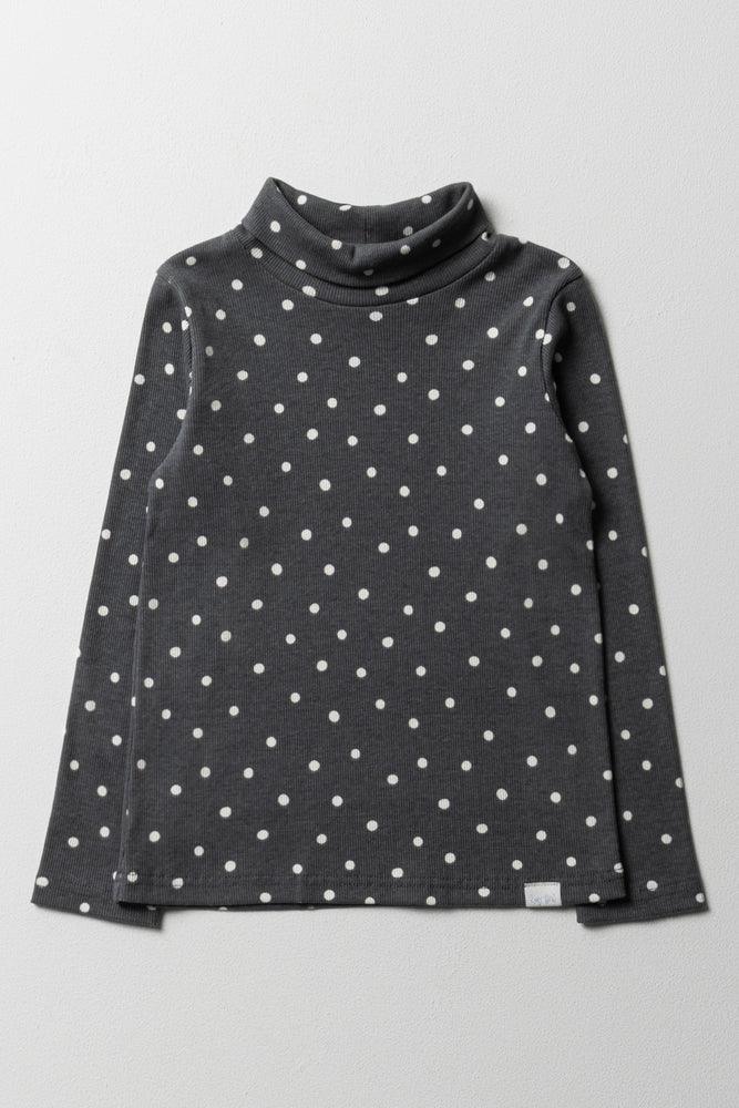 Denim Design Spot Rib Poloneck Dark Grey