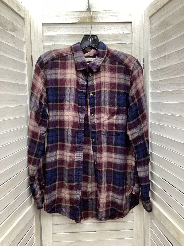 Fresh And Natural Top Long Sleeve By American Eagle In Plaid Pattern, Size: M