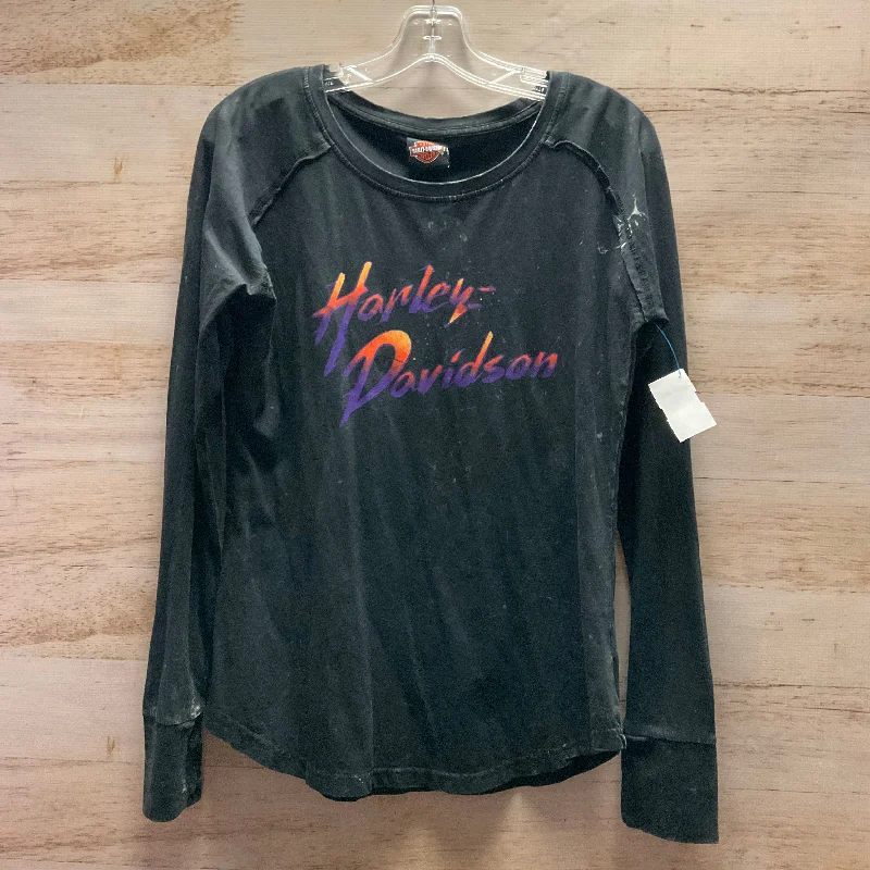 Casual Comfort Top Long Sleeve By Harley Davidson In Black, Size: L