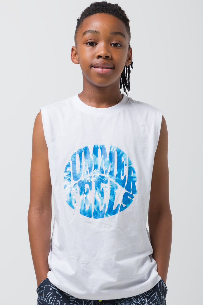 Stylish Fit Summer Sleeveless T-Shirt White