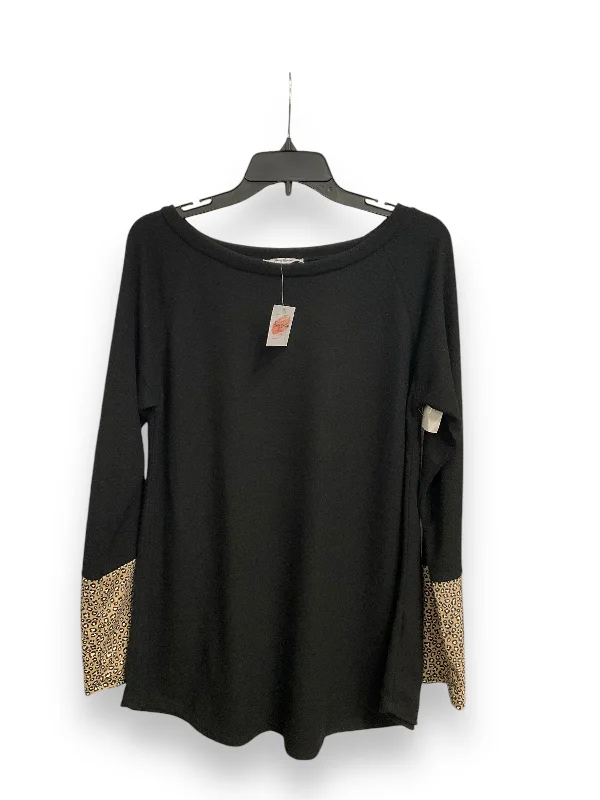 Floral Prints Tunic Long Sleeve By Clothes Mentor In Black, Size: M