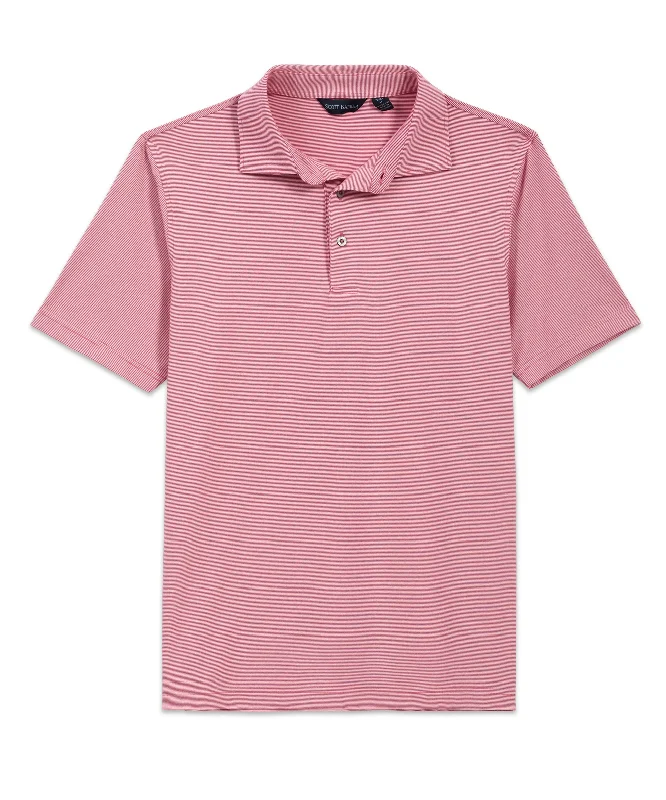 Trendy And Casual Micro Stripe Performance Polo, Nantucket Red