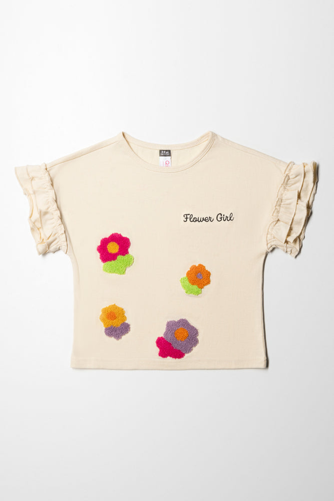 Knitted Design Flower Top Cream