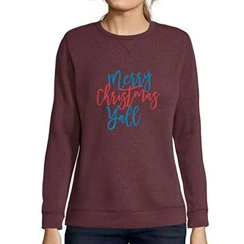 High-quality Design Ultrabasic - Femme Graphique Merry Christmas Y'all Sweatshirt Action de Grâces Xmas Cadeau Idées Tee Bordeaux High-quality Design Ultrabasic - Femme Graphique Merry Christmas Y'all Sweatshirt Action de Grâces Xmas Cadeau Idées Tee Bordeaux