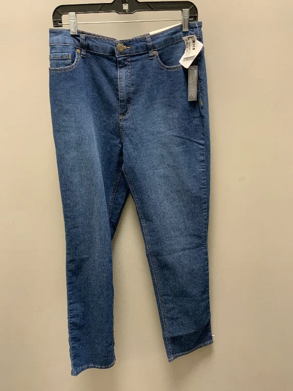 Breathable Style Jeans Straight By Christopher And Banks In Blue Denim, Size: 10