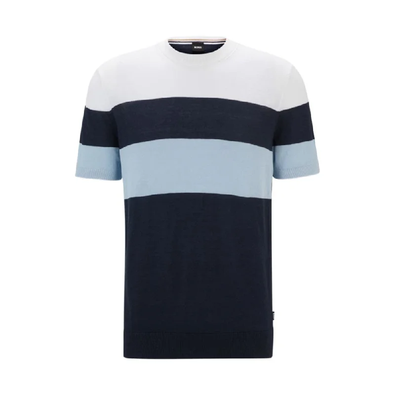 Fashionable Comfort Linen-blend regular-fit sweater with accent tipping