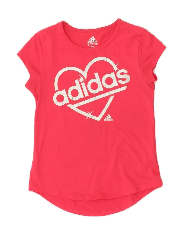 Fashionable Items ADIDAS Girls Graphic T-Shirt Top 7-8 Years Small Pink Cotton