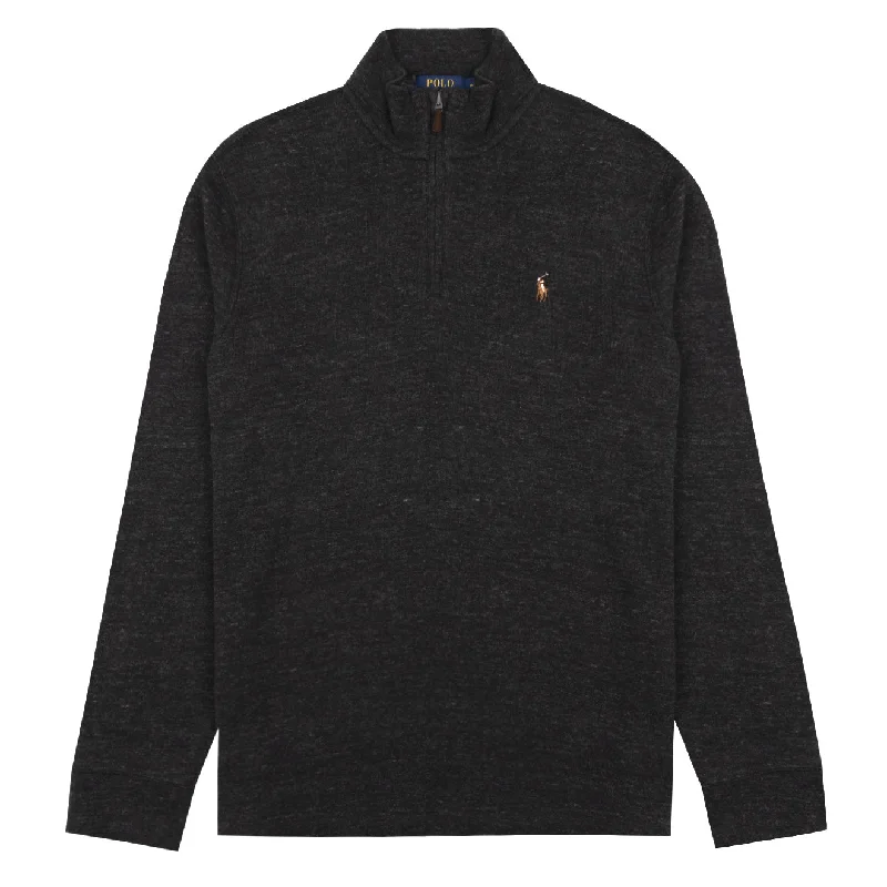 Fresh And Natural Polo Ralph Lauren Estate Rib Cotton Pullover Sweat Black Heather
