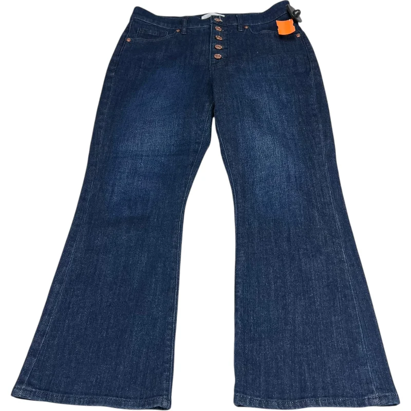 Stylish Fit Jeans Cropped By Loft In Blue Denim, Size: 4