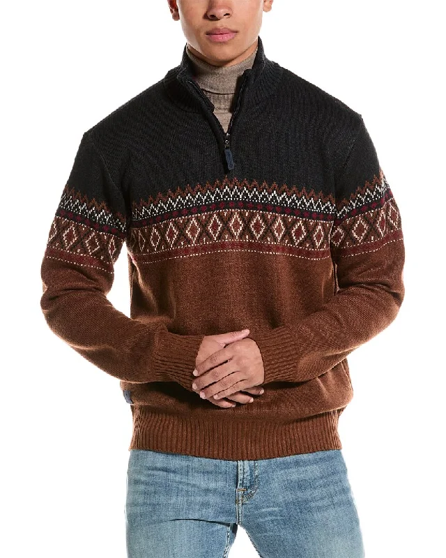 Retro Fashion Point Zero Bonded 7 Gauge Recycled Texture 1/4-Zip Sweater