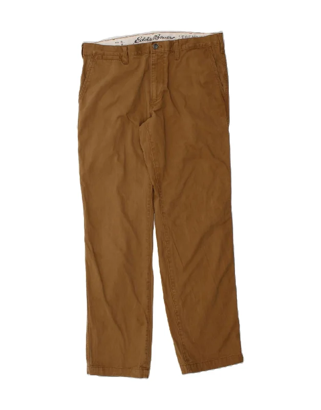 Advanced Design EDDIE BAUER Mens Straight Chino Trousers W36 L34 Brown Cotton