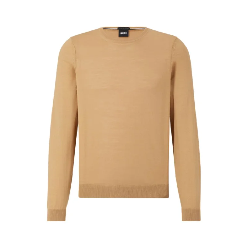 Comfortable Tops Slim-fit sweater in virgin wool with crew neckline