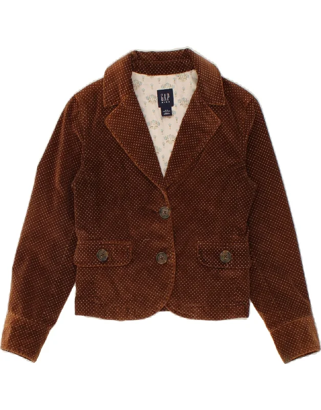 High Street Series GAP Girls Corduroy 2 Button Blazer Jacket 8-9 Years Brown Polka Dot Cotton