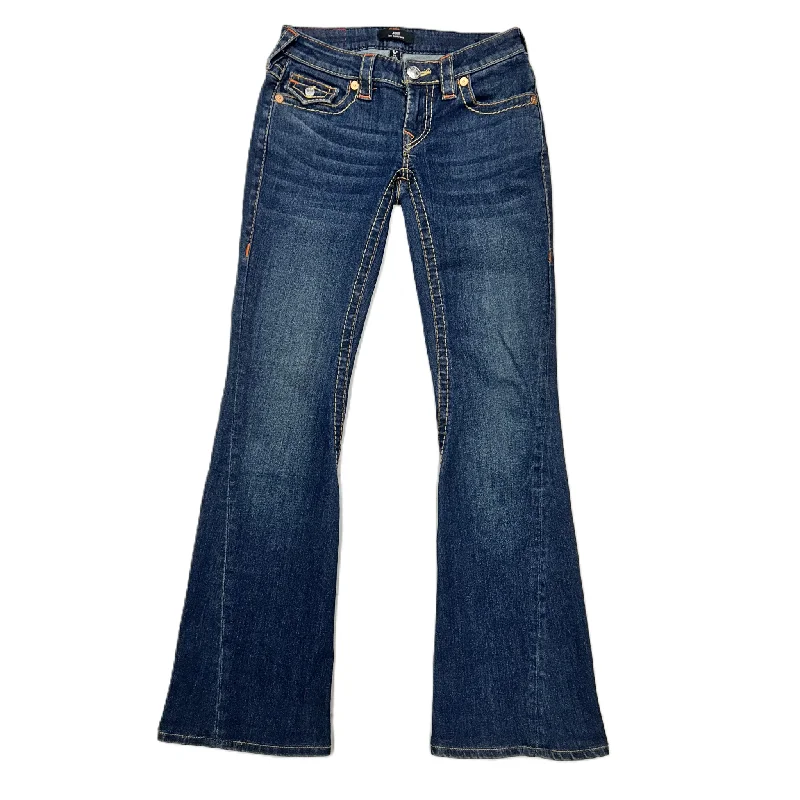 All-Day Comfort Jeans Flared By True Religion In Blue & Orange, Size: 00