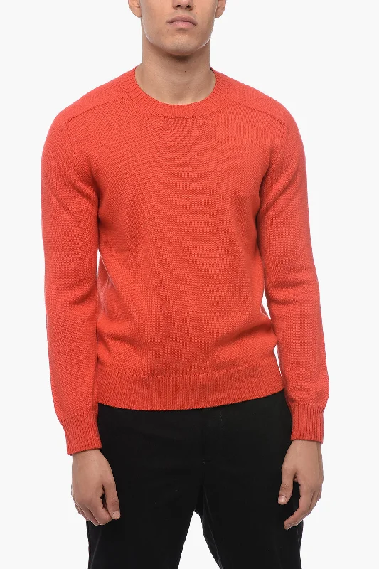 Soft And Comfortable Paolo Pecora Solid Color Virgin Wool Crew-neck Sweater