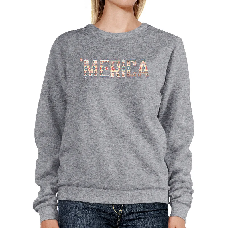Exquisite Craftsmanship 'Merica Cute Tribal Pattern Sweatshirt Round Neck Trendy Design Top