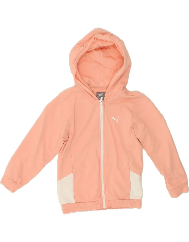 Simple And Comfortable PUMA Boys Zip Hoodie Sweater 2-3 Years Pink Colourblock Cotton