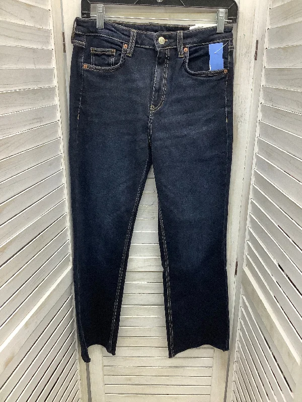 Fashion Innovation Jeans Cropped By Zara In Blue Denim, Size: 4