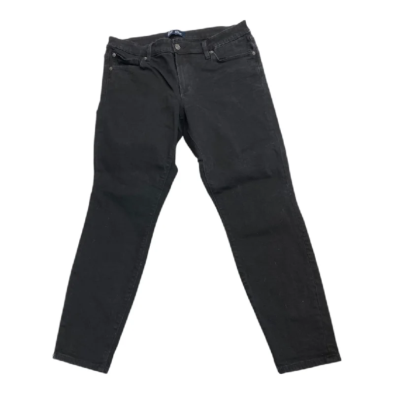Simple Looks Jeans Skinny By Gap In Black Denim, Size: 14