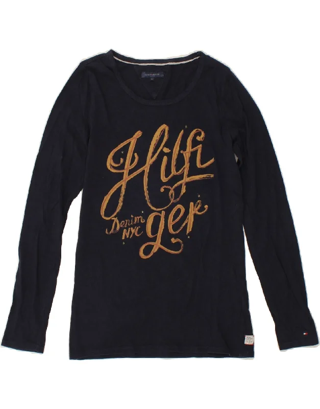 Cool Breeze At Night TOMMY HILFIGER Girls Graphic Top Long Sleeve 13-14 Years Navy Blue
