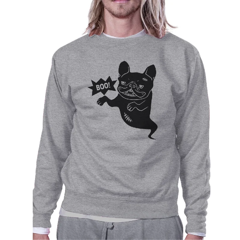 Casual And Versatile Boo French Bulldog Ghost Grey SweatShirt