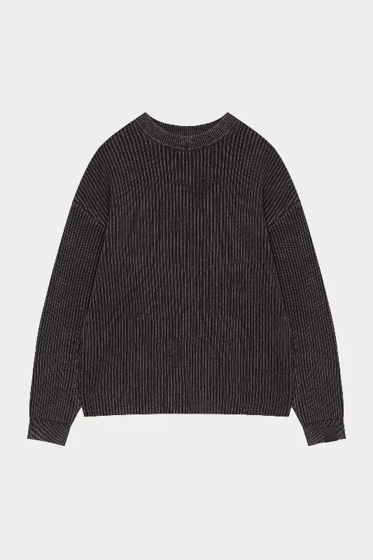 Exclusive Customization HEAVY WASHED RIBBED KNIT CREW - BROWN