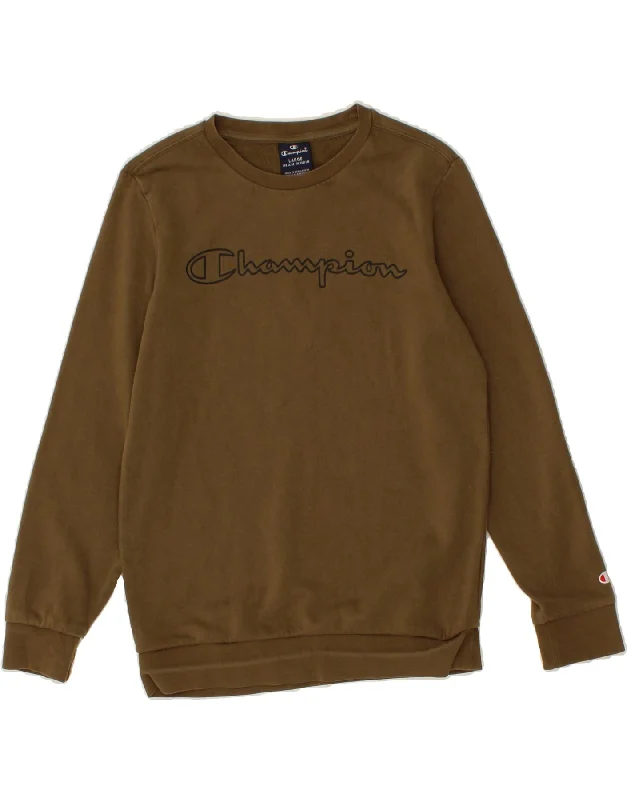 Comfortable Outfits CHAMPION Boys Graphic Sweatshirt Jumper 11-12 Years Khaki Cotton Comfortable Outfits CHAMPION Boys Graphic Sweatshirt Jumper 11-12 Years Khaki Cotton