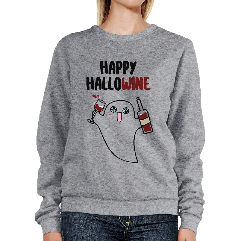 Easy Chic Wear Happy Hallowine Ghost Wine Grey SweatShirt