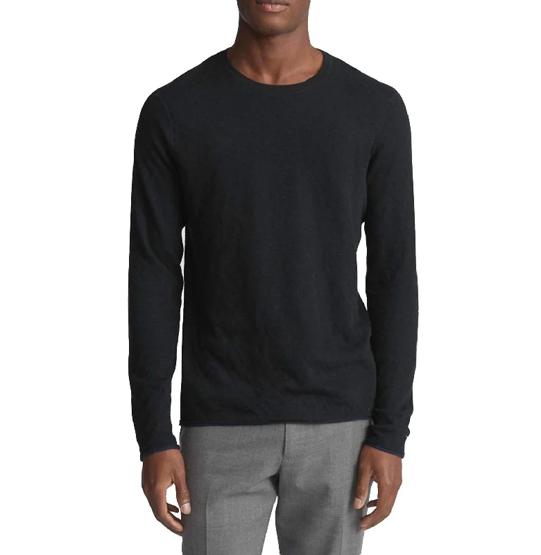 Lazy Style Classic Fit Tripp Crew Neck Cotton Wool Sweater In Black