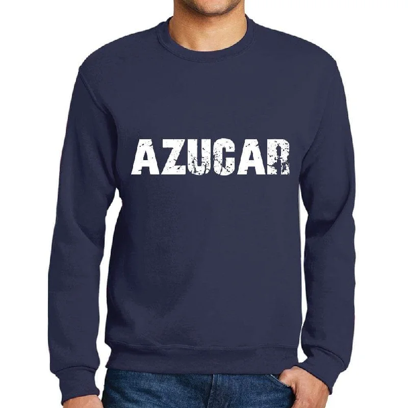 Fashion Concept Men's Printed Graphic Sweatshirt Popular Words AZUCAR French Navy