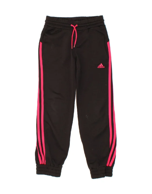 Modern Chic ADIDAS Girls Tracksuit Trousers Joggers 9-10 Years Black Cotton