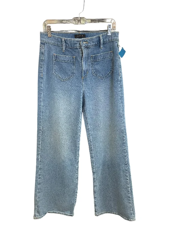 Relaxed Fashion Jeans Wide Leg By Ann Taylor In Blue Denim, Size: 4