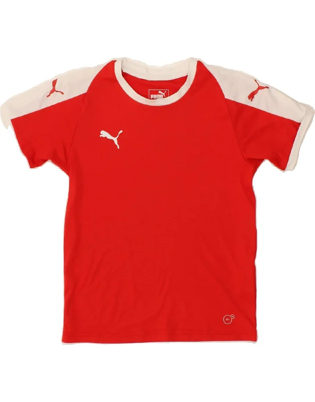 Warm Winter Series PUMA Boys Graphic T-Shirt Top 9-10 Years Medium Red Colourblock Polyester Warm Winter Series PUMA Boys Graphic T-Shirt Top 9-10 Years Medium Red Colourblock Polyester