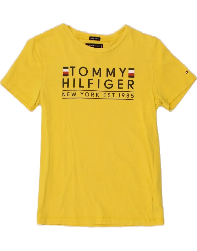 Chic Relaxation TOMMY HILFIGER Boys Graphic T-Shirt Top 11-12 Years Yellow Cotton