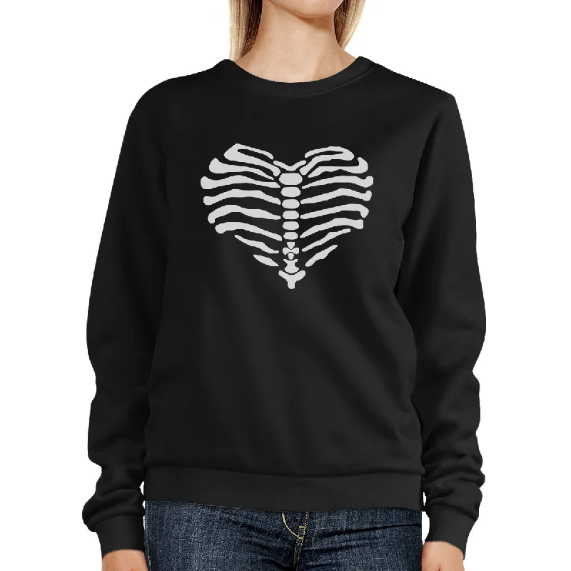 Street Fashion Skeleton Heart Black SweatShirt