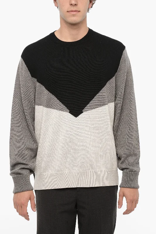 French Style Neil Barrett Crew Neck MODERNIST Sweater with Color Block Design