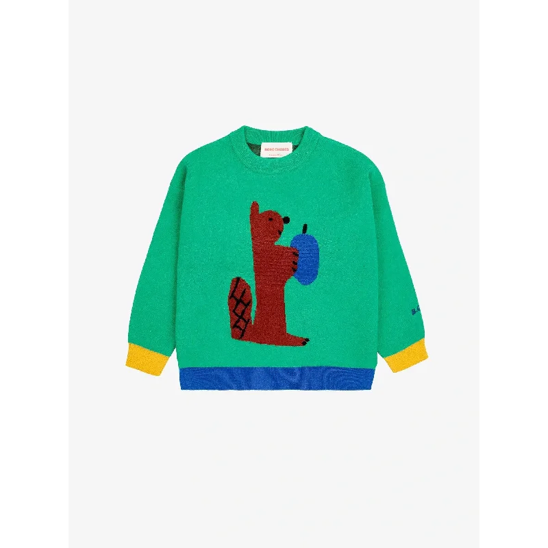 Casual And Casual Bobo Choses Hungry Squirrel Jacquard Jumper - Green