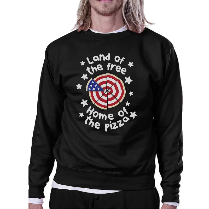 Simple Comfort Home Of The Pizza Unisex Black Graphic Sweatshirt For Pizza Lovers